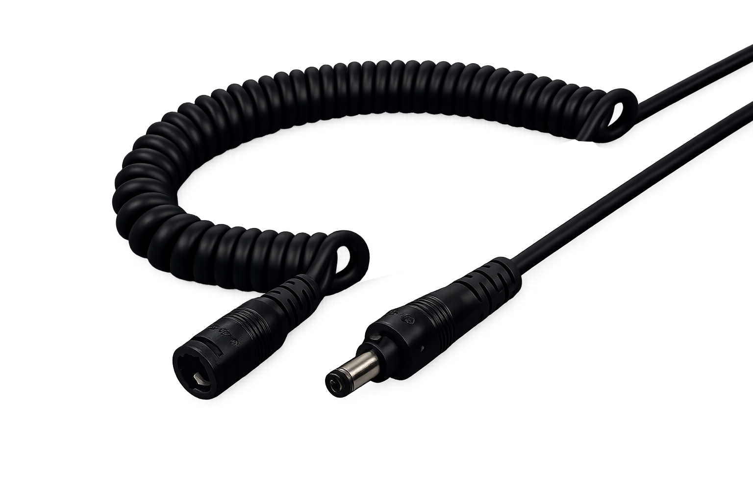 DC-kabel spiral 2-polig kapslad Bajonettfattning 2m