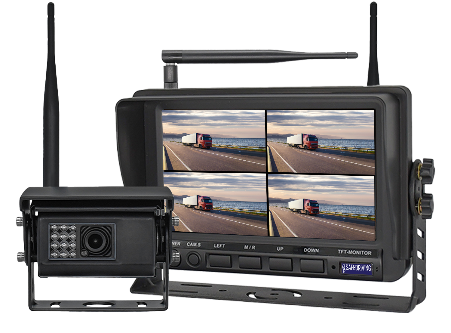 Kamerasystem 7" 1080P Trådlös El-visirkamera 12IR QUAD 4CH