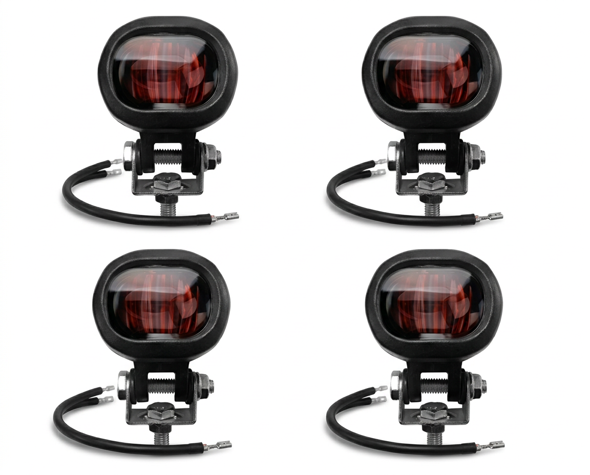 Fyra SafeSight® RedLight laserljus för markering av riskområde runt truck