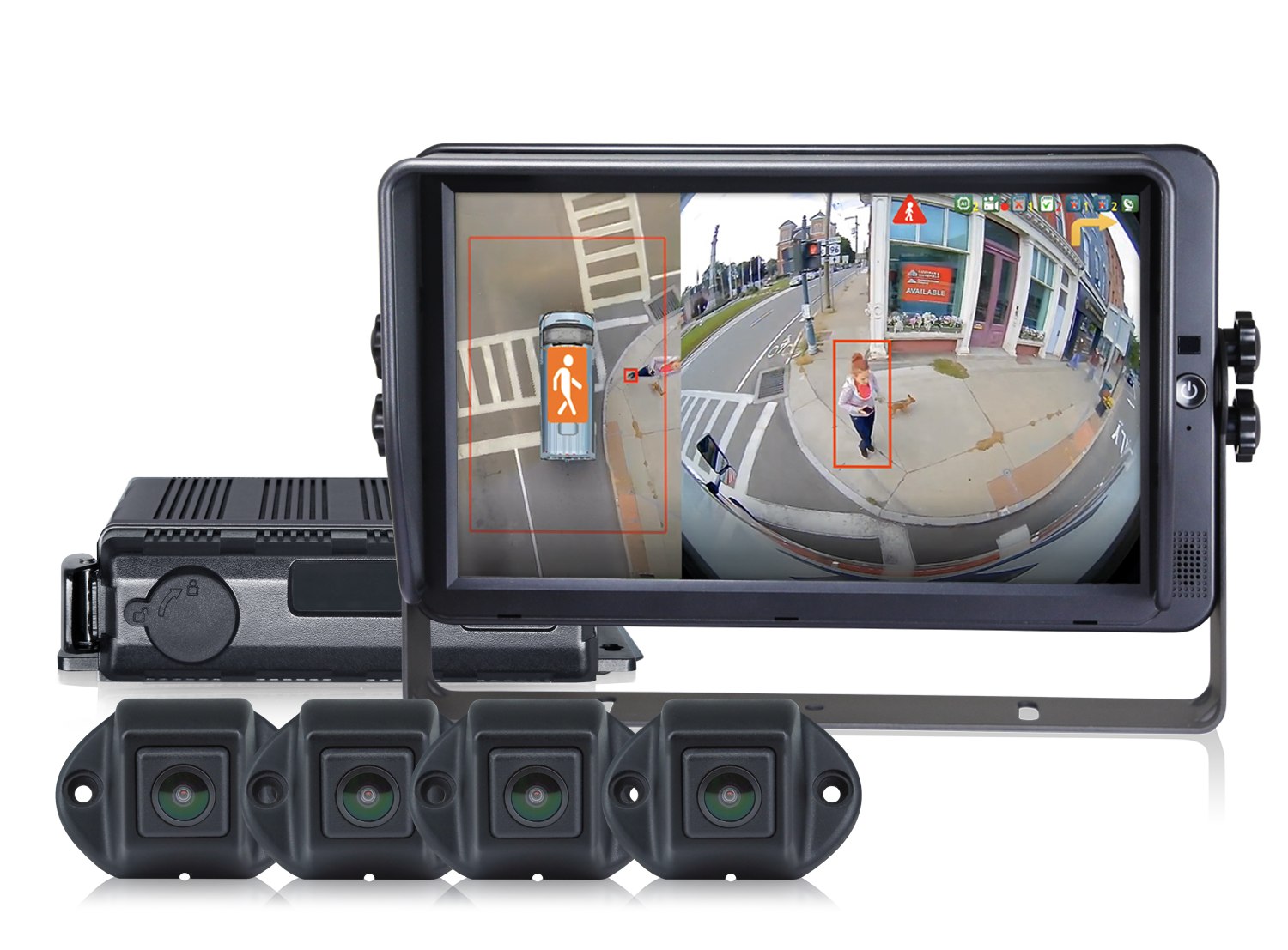 Kamerasystem 360° AI med 10,1" touchskärm extern ECU och 4 kameror 1080P TotalView®