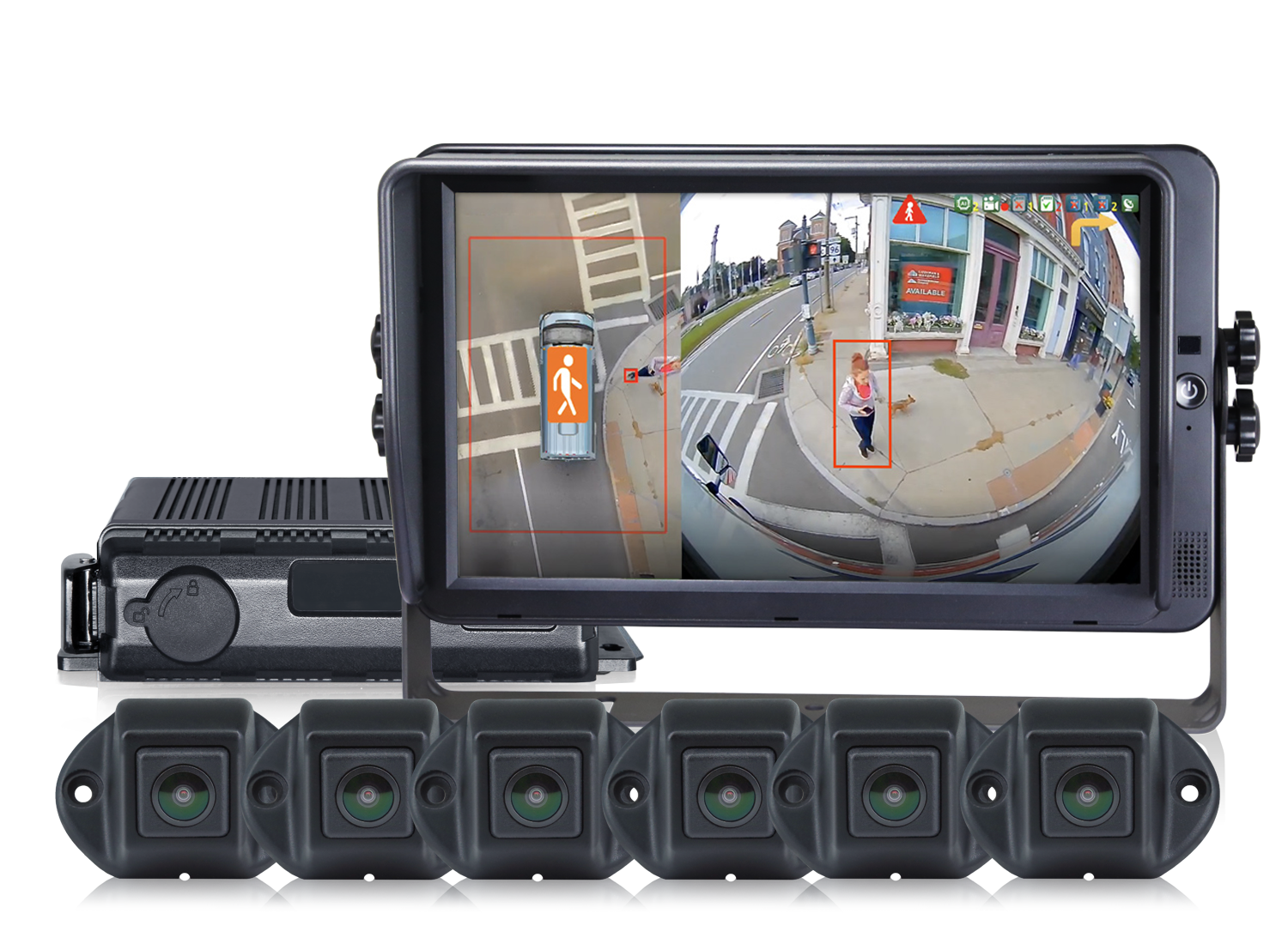 Kamerasystem 360° AI med 10,1" touchskärm extern ECU och 6 kameror 1080P TotalView®