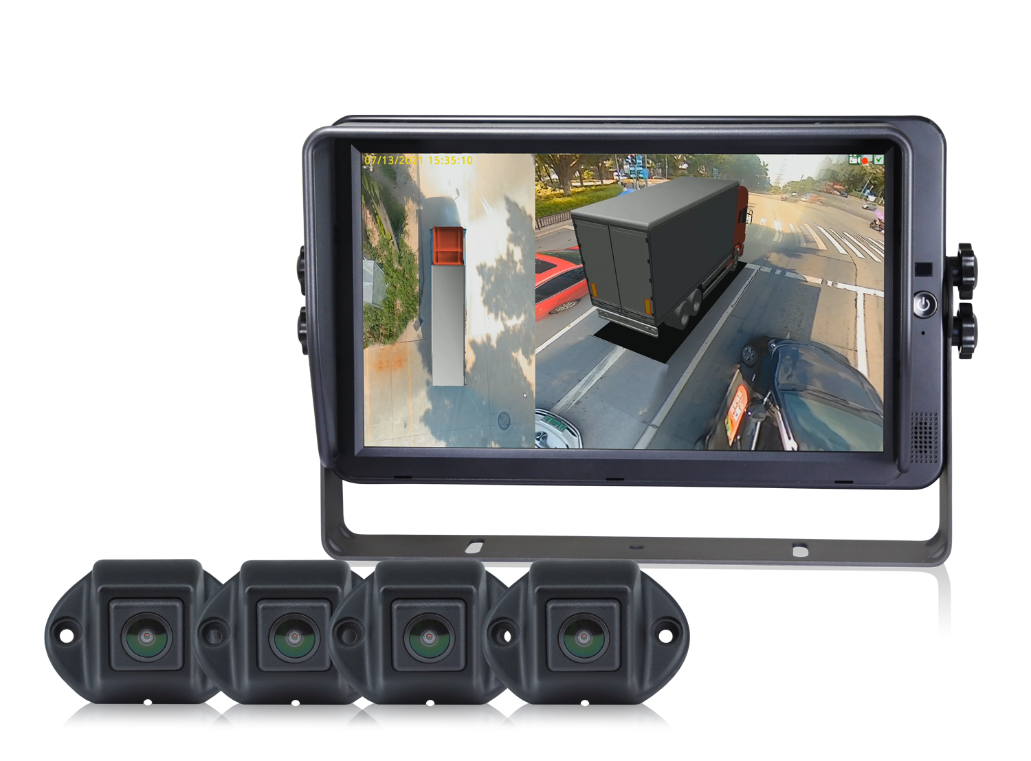 Kamerasystem 360° 3D med 7" touchskärm integrerad ECU och 4 kameror 1080P TotalView®