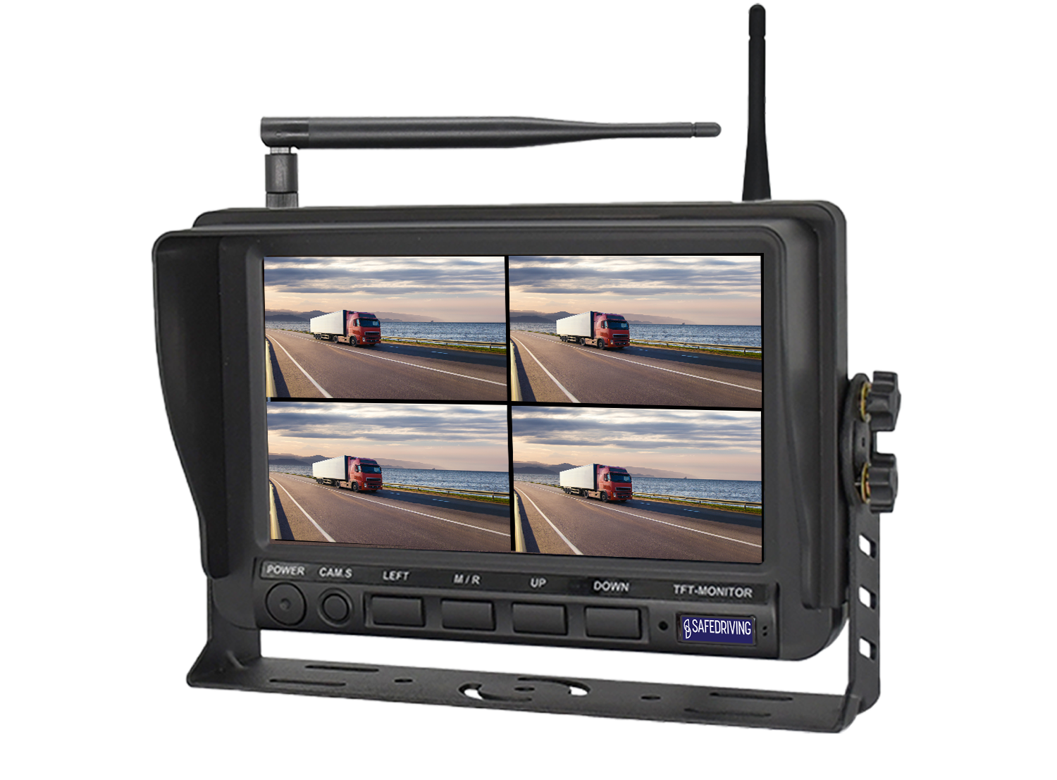 Monitor 7" 1080P Trådlös QUAD 4CH