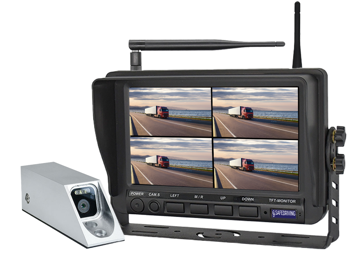 Kamerasystem 7" 1080P Trådlös LED Truckkamera QUAD 4CH